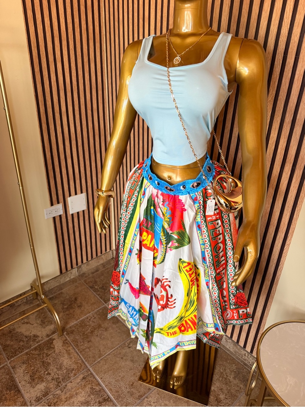 Colorful Printed Midi Skirt - Multi set 2 pieces